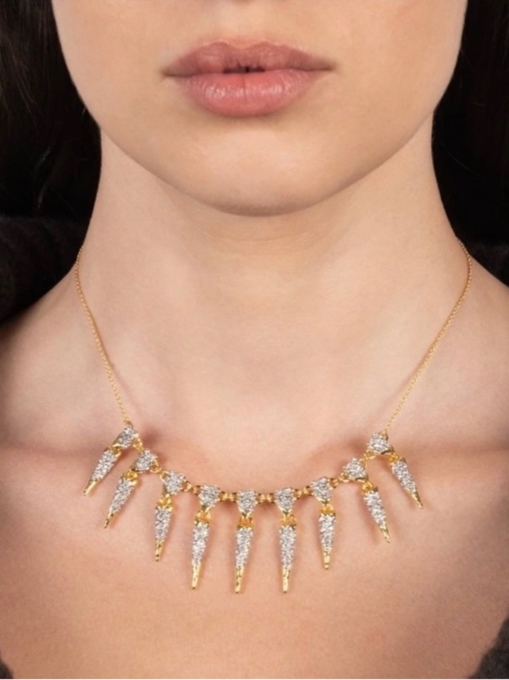 NEW Alexis Bittar Solanales Pave Crystal Necklace 14k g.p. Clear AU28